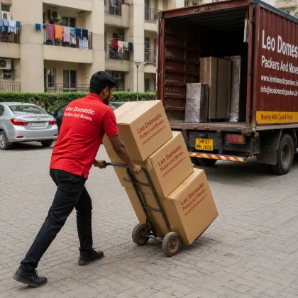 Leo Domestic Packers And Movers - Trolley of Cartons to Truck
