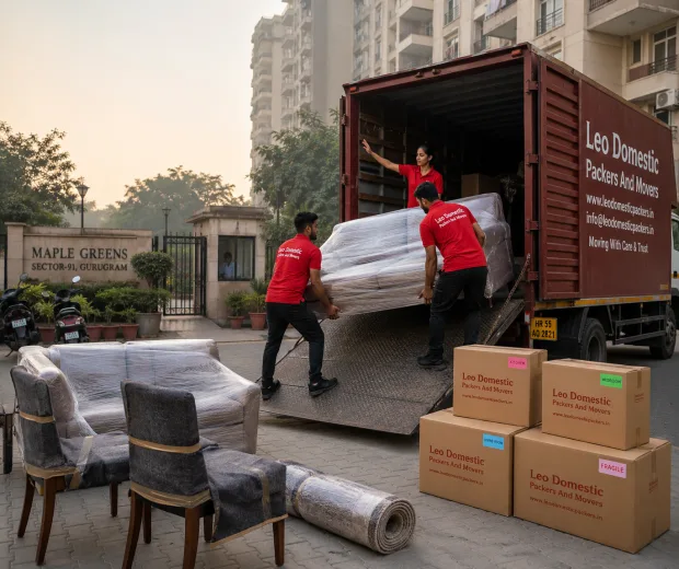 Leo Domestic Packers And Movers - Truck Loading Scene